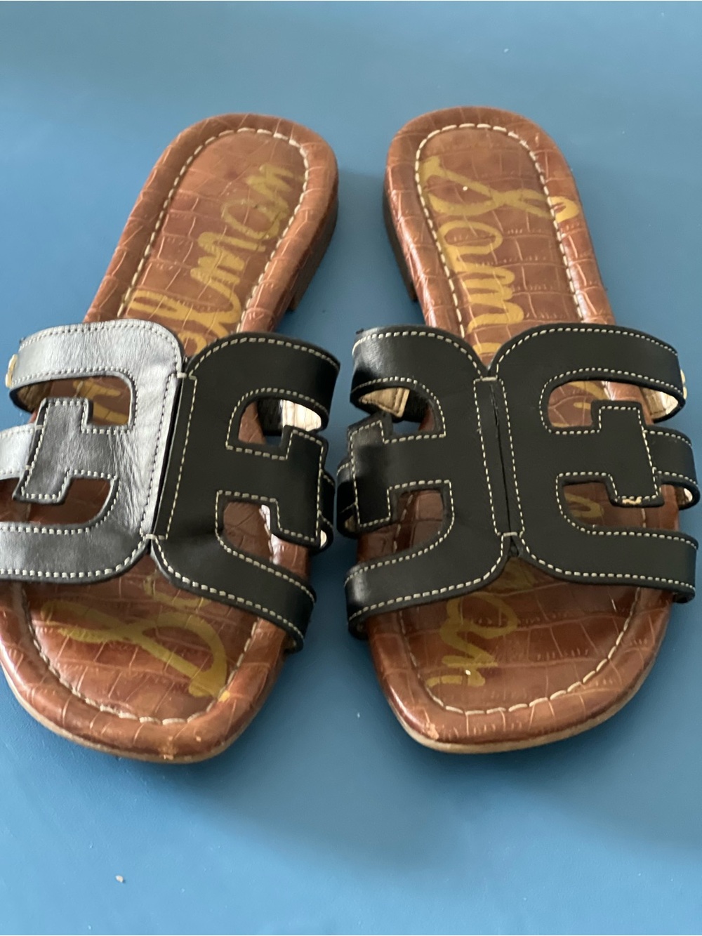 Sam Edelman Black Leather Slide Sandals